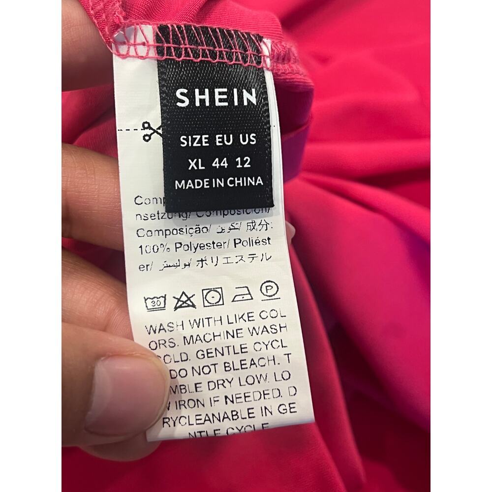 SHEIN Pink Asymmetrical off the shoulder sleeveless side cut out bow crop top XL - Picture 6 of 6